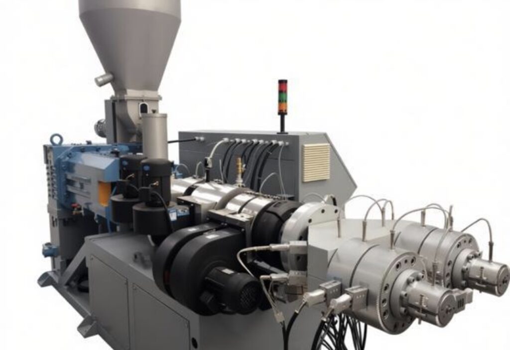 New Conical Twin-Screw Extrusion Line - Plastic Extrusion Production Line - runleadmachine.com